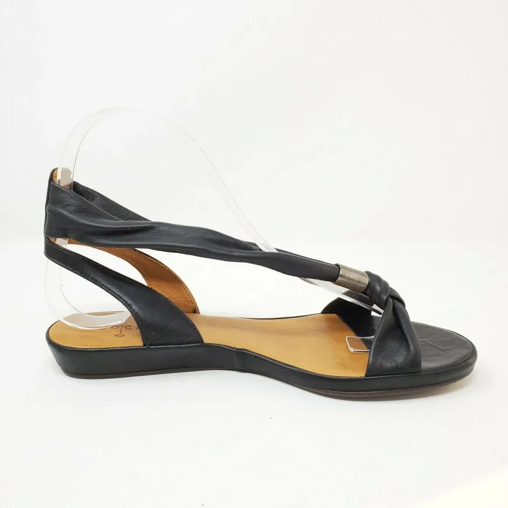 Raquel By Coclico Napa Black Strappy Ankle Strap Open Toe Sandals 37.5